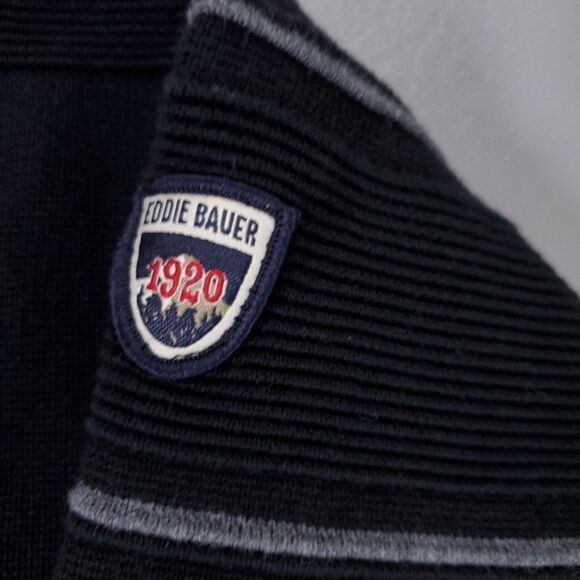 Eddie Bauer Sweater Mens Large Black 1/4 Zip Long Sleeve Made in Australia - Picture 3 of 11